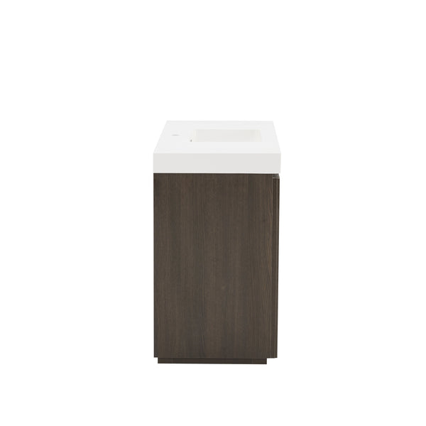 English Elm Grace Floating Walnut Vanity with Solid Surface Sink and Soft Close Storage Drawers Oak,Smoke W1865S00223