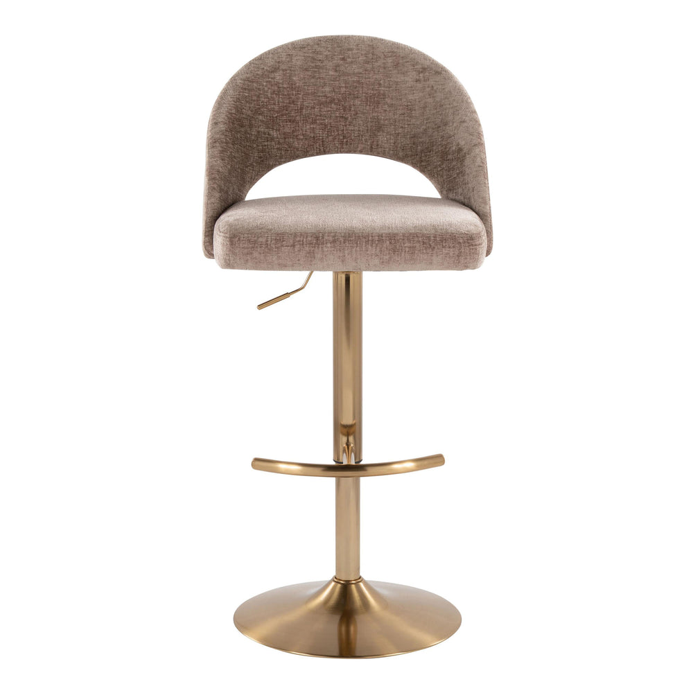 English Elm Adjustable Velvet Swivel Barstools with Chrome Base for Kitchen or Home Bar Set of 2 B202S01998