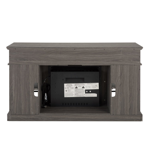 English Elm Classic TV Media Stand Dark Walnut 65" Modern Entertainment Console with Glass Doors, Cable Management and Adjustable Shelves (58.25"W x 15.75"D x 32"H) W2275P389756