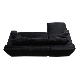 English Elm 106.3" Jumbo Corduroy L-shaped Sectional Deep Seat Sofa No Assembly Modern Living W5515S00038