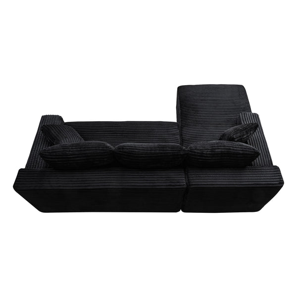 English Elm 106.3" Jumbo Corduroy L-shaped Sectional Deep Seat Sofa No Assembly Modern Living W5515S00038