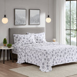 True North by Sleep Philosophy Micro Fleece Casual Sheet Set TN20-0533 Grey Snowflake