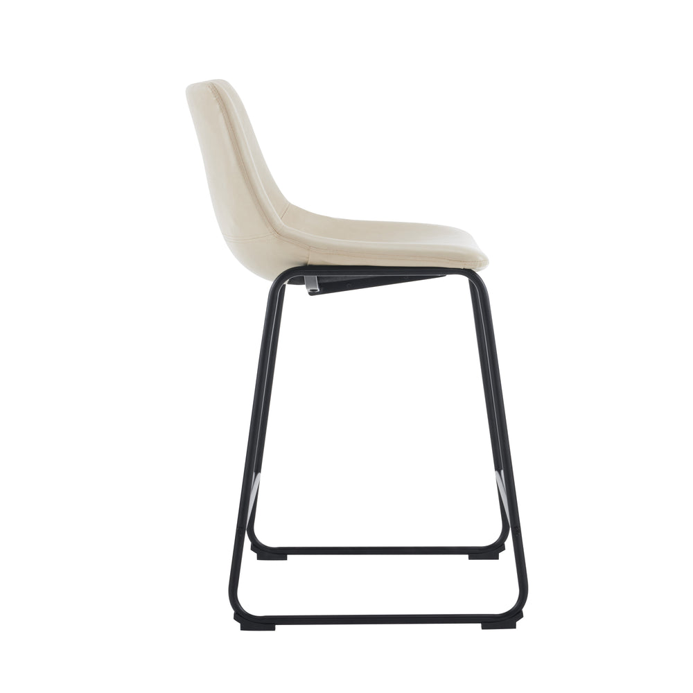 English Elm Christopher Knight Home® - (Set of 2) Vintage Cream & Black Counter Stools with Thick Cushion, Iron Sled Legs, Footrest — 24" Comfort N780P170743C