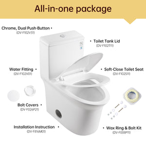 English Elm 1.1/1.6 Gpf Ceramic One Piece Toilet Skirted Comfort Height Dual Flush Soft Close B2724P246931
