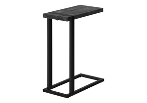 English Elm Accent C-Shaped Side Table with Reclaimed Wood-Look Top and Sleek Metal Frame for Small Spaces Black 28 L x 13 W x 6 H B2710P219150
