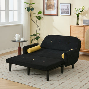 English Elm Black corduroy loveseat sofa with adjustable recline, hidden USB armrest, foam comfort & storage pockets W570P333064