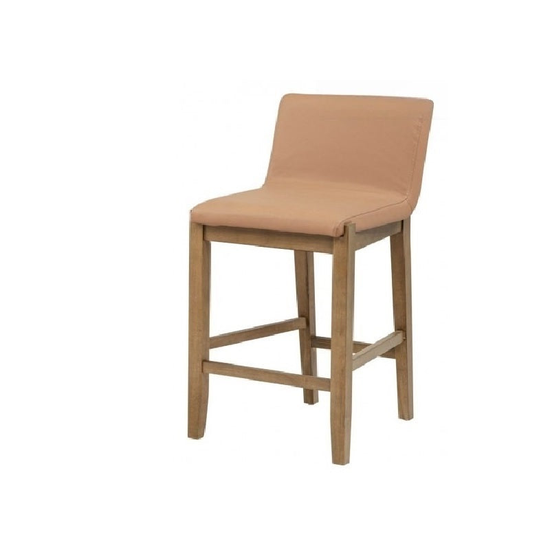 English Elm Solid Wire-brushed Wood Counter Stools Set of 2 with Flax Cushion for Kitchen Island B011P474550