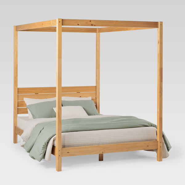 Isla Queen Canopy Bed Frame - Modern Minimalist Boho Design with Durable Solid Wood Construction
