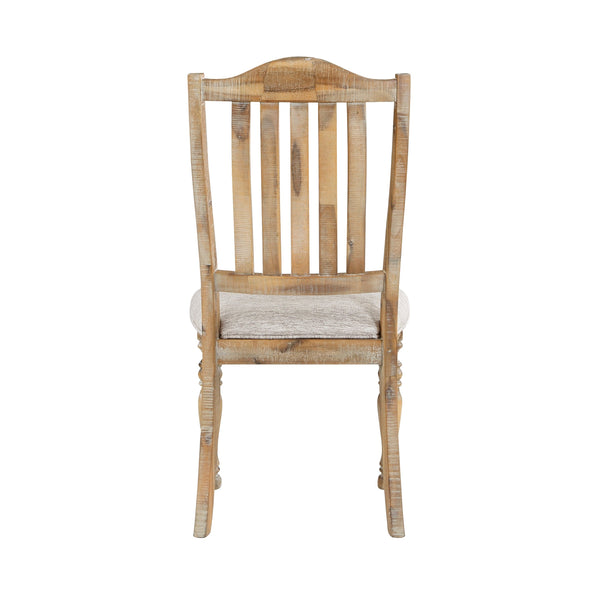 English Elm Traditional Weatherford Farmhouse Chairs Set of 2, Wheat Acacia Veneer Vertical Slat-Back Side Chairs with Textured Upholstery B011P239563
