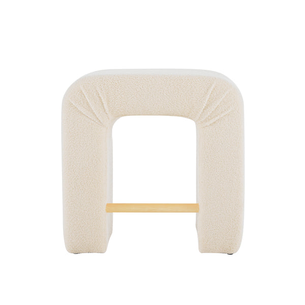 English Elm Christopher Knight Home® - 24''Boucle Modern Inverted U-Shape Stool Set of 2 — Cream Bouclé Upholstery, Rubberwood Legs, 24" Seat N780P187017C