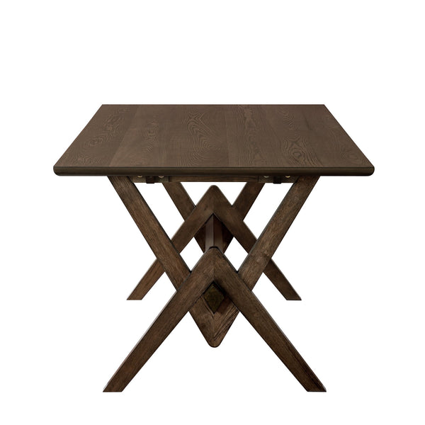 English Elm Christopher Knight Home® - 63" Double V Dining Table with Solid Wood Base, Farmhouse Rustic Grain, Seats 6, Durable Dovetail Craftsmanship Walnut N771P330587T