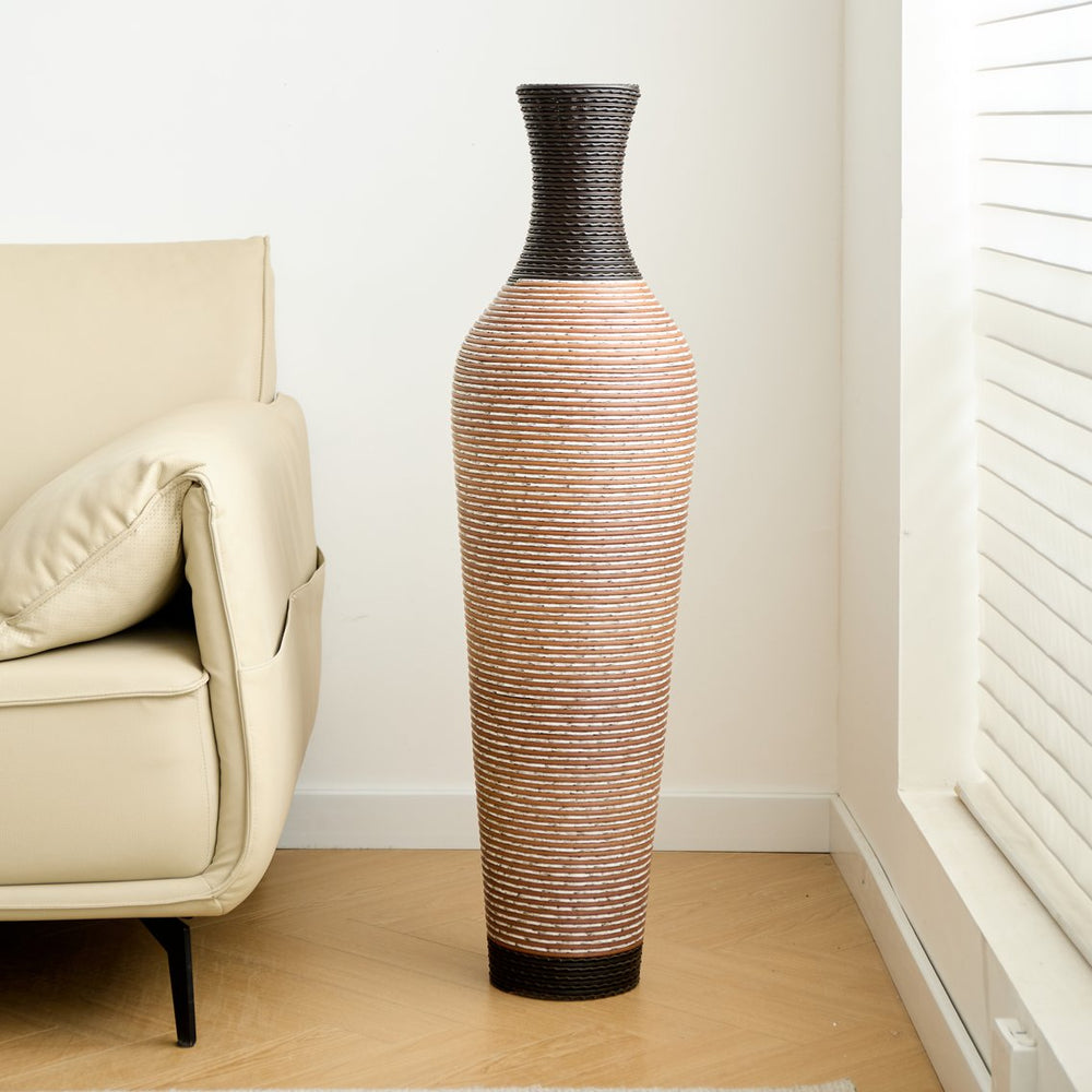 English Elm 39.4" Handcrafted Pvc Tall Floor Vase Textured Boho Accent for Entryway or Living Room W2796P446190