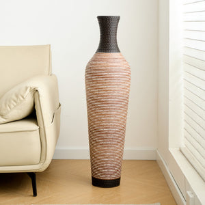 English Elm 39.4" Handcrafted Pvc Tall Floor Vase Textured Boho Accent for Entryway or Living Room W2796P446190