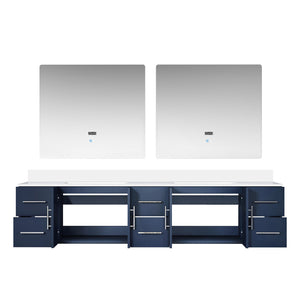 English Elm Navy Double Bath Vanity 84" W x 22" D with Cultured Marble Top, Soft-Close Drawers, LED Mirrors B2731S00890