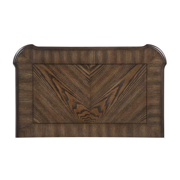 English Elm Traditional Oak Veneer Nightstand with Walnut Inlay Two Drawers Antique Nickel Bedroom B011P490016