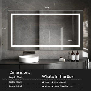 English Elm (Same 72"×36" LED Mirror Light Bathroom — 77×38 Anti-Fog LED Vanity Mirror, Dimmable, Color-Temp Memory W1340P189822