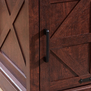 English Elm Farmhouse Rustic Coffee & End Table Set with Hinged Lift Top, Oak Grain MDF, Black Metal Accents W2275S00012