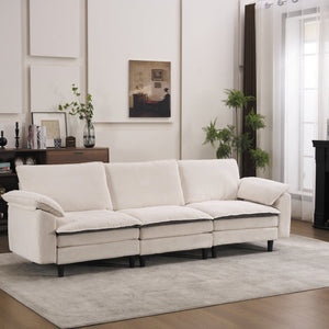English Elm 100.39" Chenille Cloud Sectional Modular L Shape Deep Seat Sofa with Ottoman W5029S00002