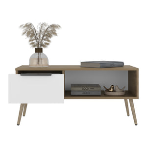 English Elm Scandinavian Minimalist Coffee Table with Storage Drawer Open Shelf Living Room B128P473973