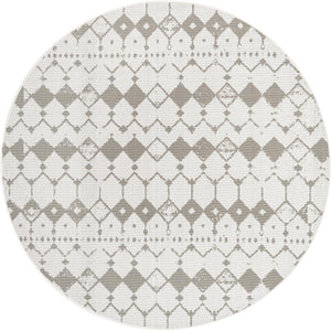 Unique Loom Outdoor Trellis Cardak Machine Made Geometric Rug Ivory and Gray, Gray 7' 1" x 7' 1"