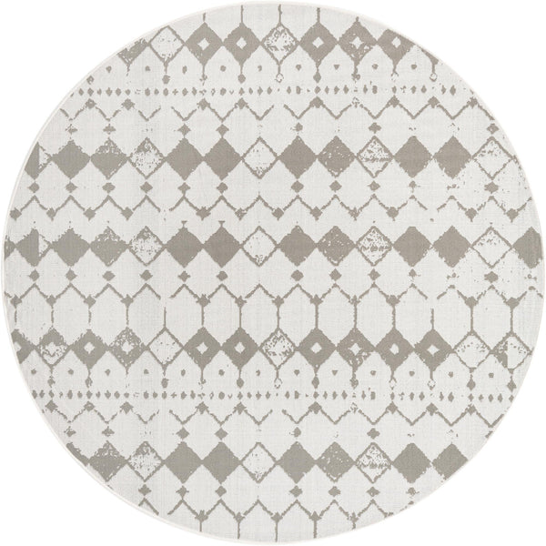 Unique Loom Outdoor Trellis Cardak Machine Made Geometric Rug Ivory and Gray, Gray 7' 1" x 7' 1"