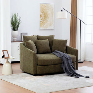 English Elm 56.3'' Oversized Barrel Lounger Chenille Cuddle Chair with Pocket Spring Deep Seat Green W3118S00037
