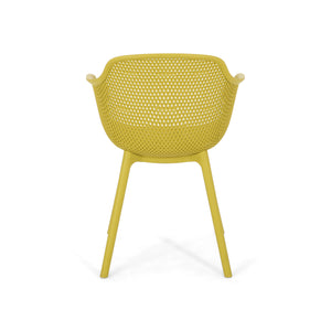 English Elm Christopher Knight Home® - LOTUS modern outdoor dining chair with weather-resistant polypropylene, perforated diamond pattern comfort and stability Yellow 23.5 L x 23.5 W x 22.5 H 69068.00YLW