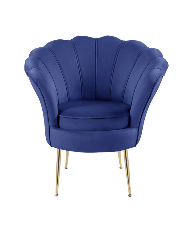 English Elm Angelica Velvet Barrel Accent Chair Scalloped Tufted Back with Gold Metal Legs B2749P413366