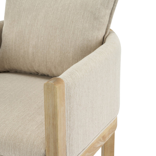 English Elm Christopher Knight Home® - Linen Upholstered Armchair Set Of 2 - Cozy Beige Chairs With Natural Wood Legs For Stylish Seating N768P305168N
