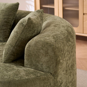 English Elm Crescent-shaped Cloud Sofa Three Seat Low Profile Chenille Living Room Curved Couch Green W2012P375728