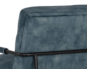 Sunpan Tristen Lounge Chair - Stylish Mid-Century Modern Accent with Acacia Wood and Black Metal Frame Nono Petrol