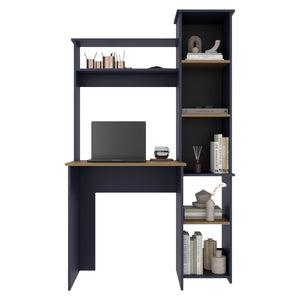 English Elm Versalles Modern Writing Desk with Hutch and 5-Shelf Side Bookcase, Multi Finish for Small Spaces B070P391787