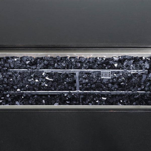 English Elm Aluminum Antique Bronze 50x32" Rectangle Fire Table with Fire Glass, Cover & Rust-Free Cast Finish B010S00468