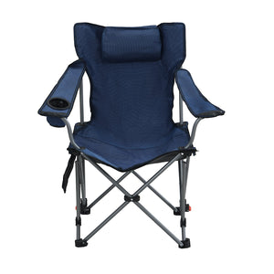 English Elm Outdoor Camping Chair Recliner Adjustable 3-Level Folding Portable with Cup Holder, Side Pockets, Dark Blue W2297P316508