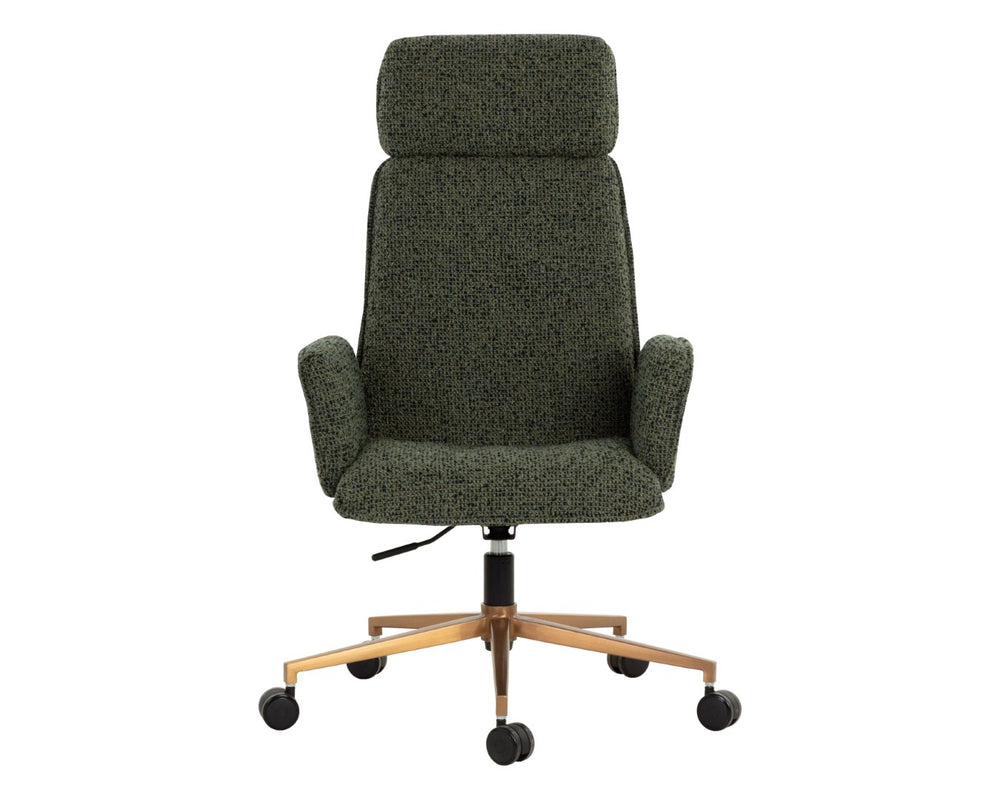 Sunpan KALEV Office Chair - Elegant Noah Meadow Fabric, Plush Comfort & Stylish Metallic Accents for Work 112383