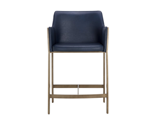 Sunpan Bernadette Stylish Barstool with Antique Brass Frame and Durable Faux Leather for Chic Interiors Bravo Admiral