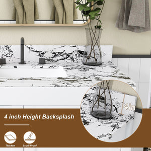 English Elm Modern 43 Inch Bathroom Vanity Solid Wood Cabinet with Soft Close Drawers Storage W509S00171
