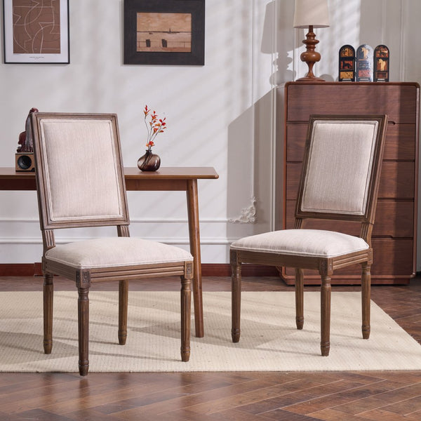 English Elm [set of 2] Cane Back Dining Chairs Rubberwood Fluted Legs French Provincial Style N767P263677B