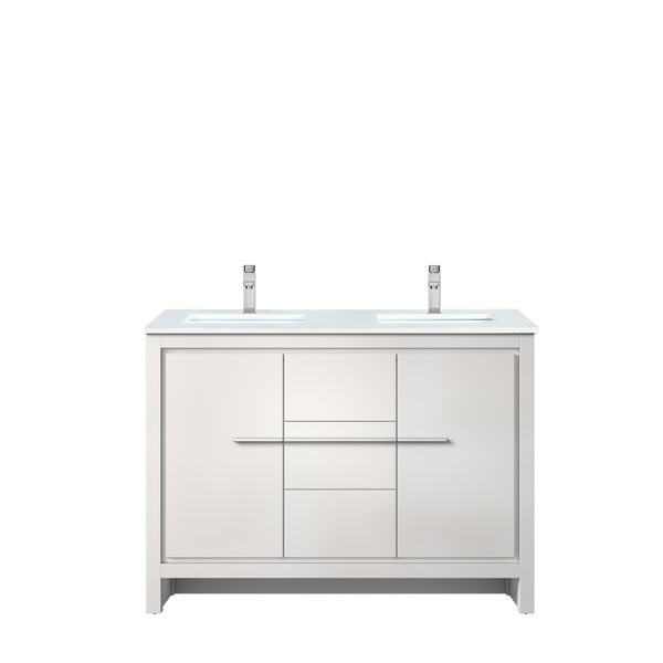 English Elm White Double Bath Vanity With White Quartz Top & Chrome Faucet - Stylish Storage & Soft-Close Drawers B2731P259419-GIGA