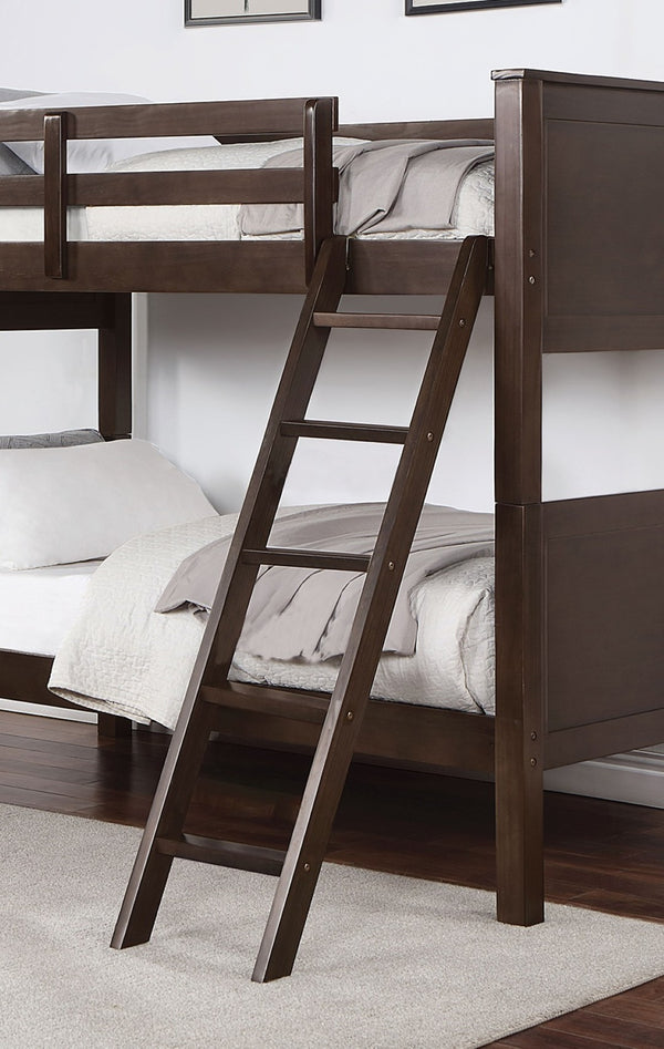 English Elm Transitional Twin Over Twin Bunk Bed In Walnut Finish With Safety Rails And Versatile Design Options B2741S00323-GIGA