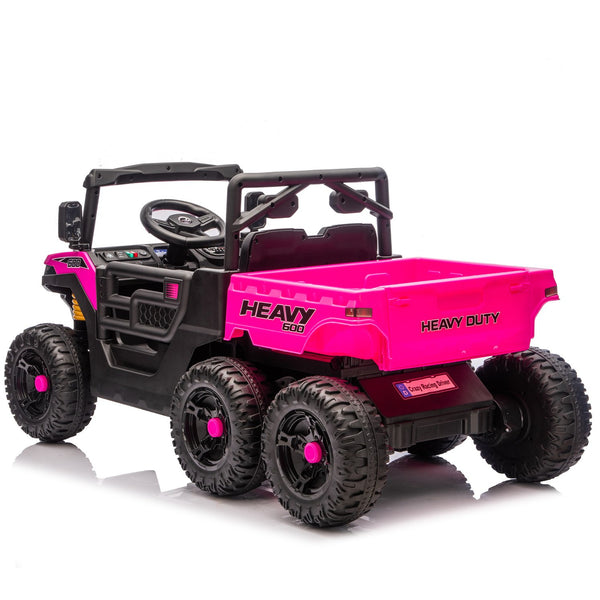 English Elm 24v 400w Six Wheel Kids Electric Dump Truck 4wd Remote Control Ride on Toy Pink W1578P353181