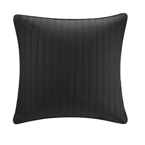 JLA Home INK+IVY - Cotton Quilted Euro Sham with Embroidered Texture, Breathable 26x26 Farmhouse Accent Pillow Cover Black II11-593