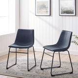 English Elm Walker Edison - Industrial Faux Leather Dining Chairs, Set Of 2 - Blue