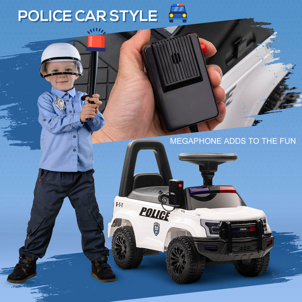 English Elm Aosom Kids Police Truck Ride on with Pa Speaker System and Under Seat Storage W2225P217707