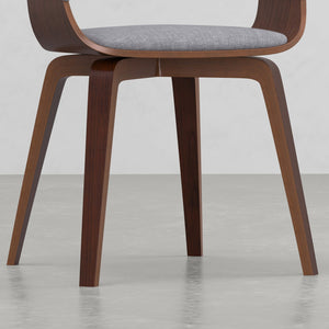 English Elm Ridley Bentwood Dining Chair Light Grey Linen-Look Upholstered Mid-Century Modern Curved Comfort B2732P253620