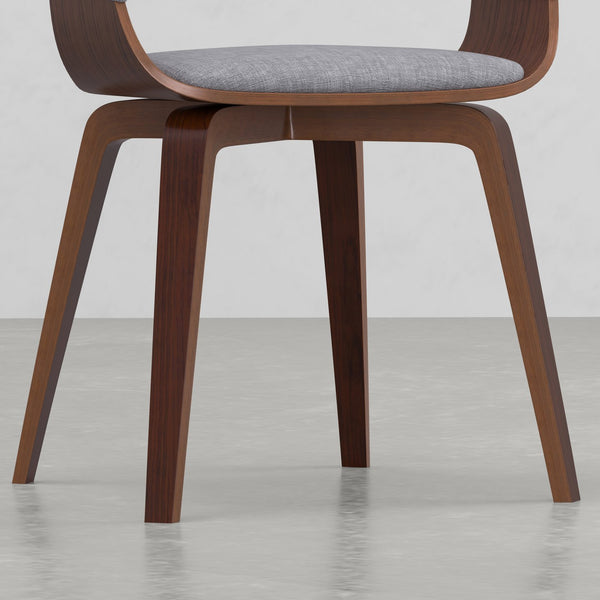 English Elm Ridley Bentwood Dining Chair Light Grey Linen-Look Upholstered Mid-Century Modern Curved Comfort B2732P253620