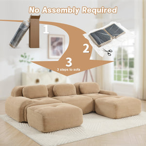 English Elm U-shaped Modular Sectional Corduroy Sofa with Wide Armrests for Living Room Comfort Camel W714S01241