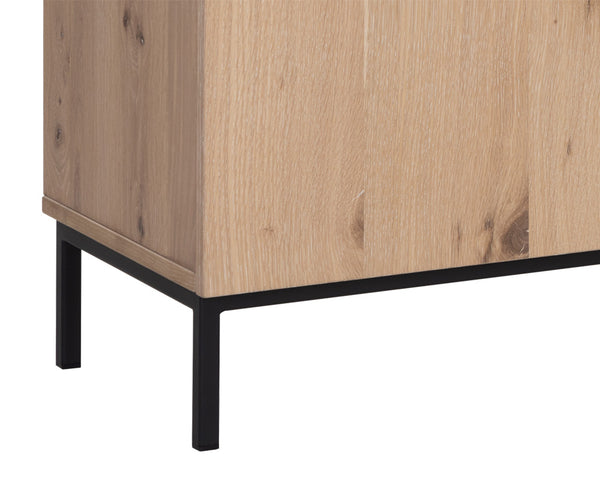 Sunpan Ambrose Modular Media Console & Cabinet - Elegant Oak Design with Stylish Soft Close Doors Rustic Oak / Black