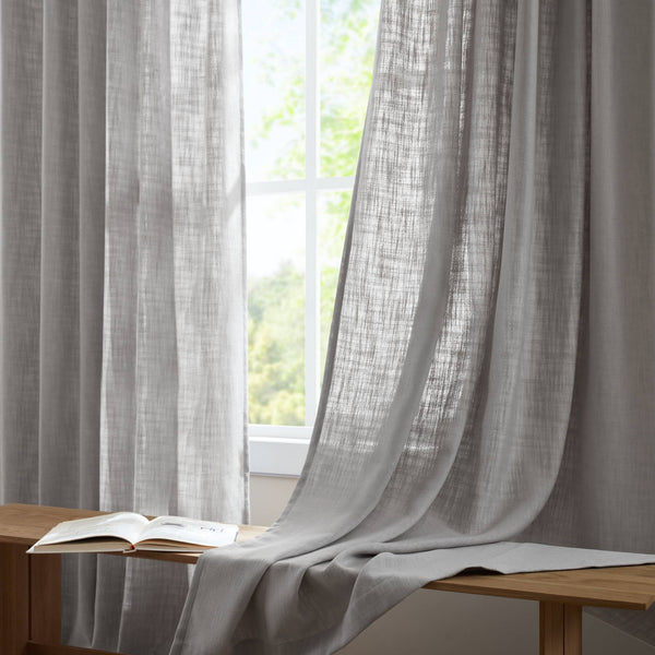 English Elm 2-piece Pinch Pleat Poly Linen Curtain Panels Tailored Formal Drape for Any Room Grey B035P482986