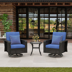 English Elm Tl Outdoor Pe Rattan Swivel Lounge Chair Set with Side Table for Patio Deck T5925S00011